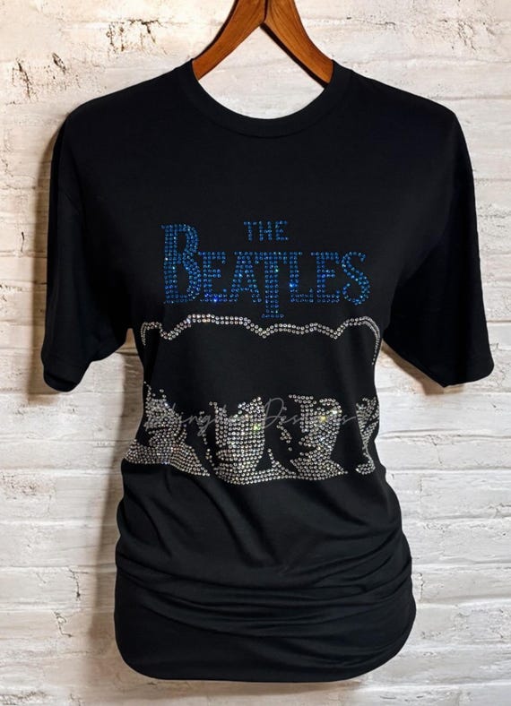 Beatles Portrait Rhinestone T-shirt: Custom Bedazzled Sparkle Tee