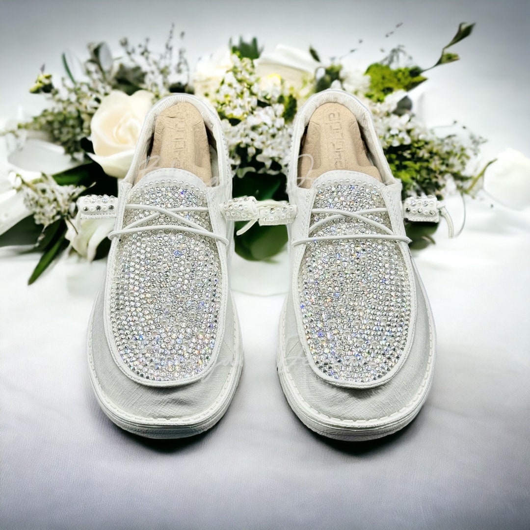 Bling Hey Dude Wedding Shoes Bedazzled With Sparkle Original Etsy