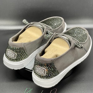 Bedazzled Dark Grey Hey Dude Shoes Black Diamond Original Design Dudes ...
