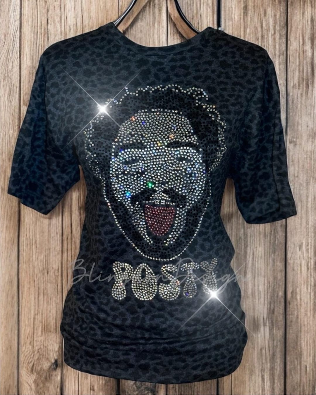 Posty Portrait Shirt Bling Tee Luxury Rhinestone Bedazzled Concert