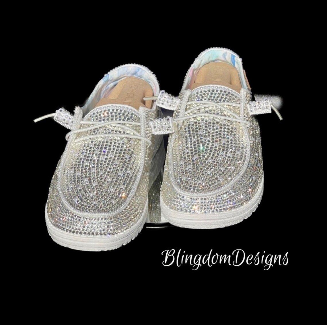 Bridal Hey Dude Wedding Shoes Full Bling Bedazzled Sparkle Etsy