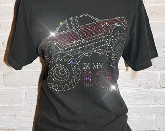Rhinestone Monster Truck Shirt: Bedazzled Momster Tee, Custom Glitter Gift