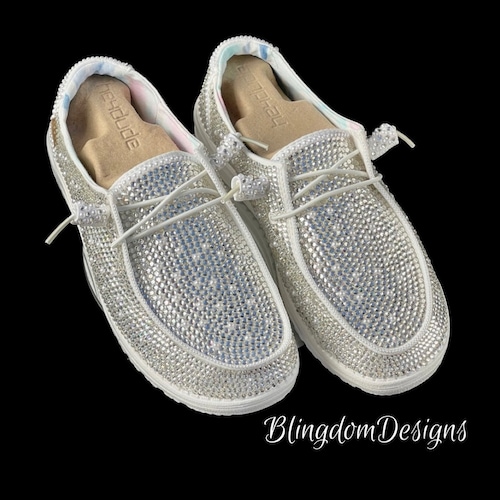 Bridal Hey Dude Wedding Shoes Full Bling Bedazzled Sparkle Etsy