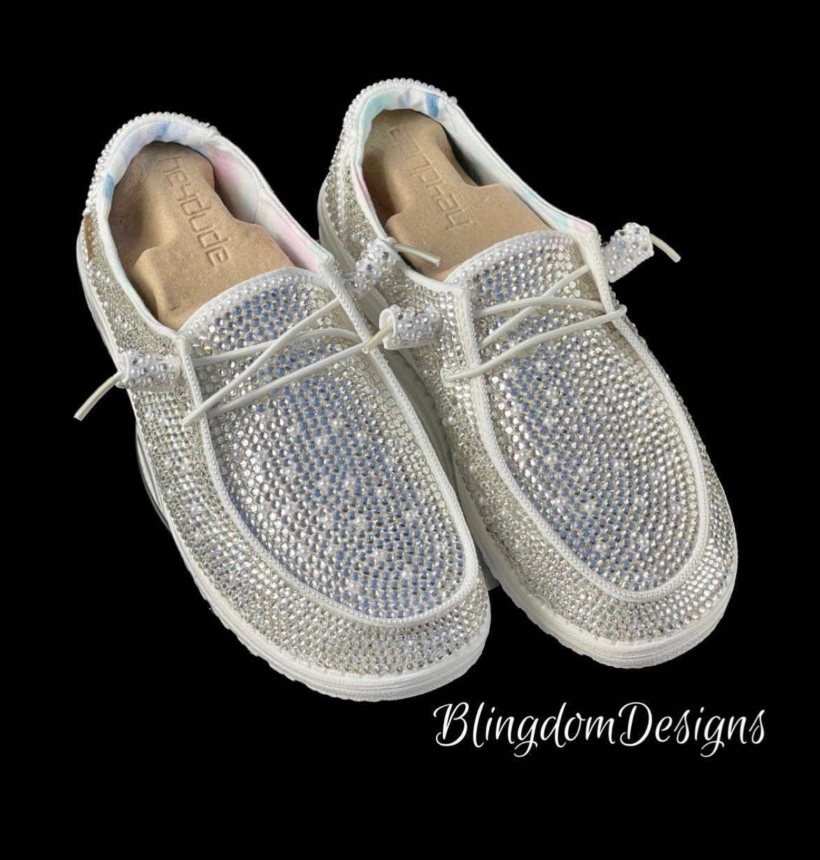 Bridal Hey Dude Wedding Shoes Full Bling Bedazzled Sparkle Etsy