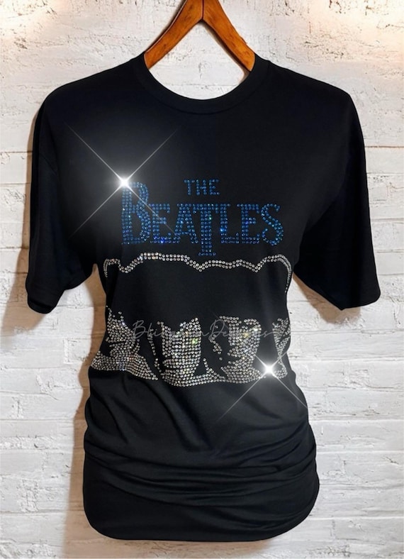 Beatles Portrait Rhinestone T-shirt: Custom Bedazzled Sparkle Tee