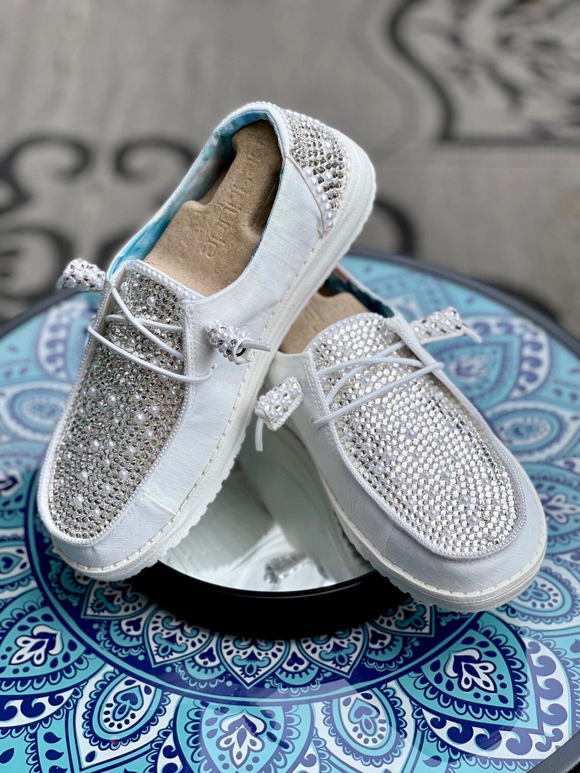 Bling Hey Dude Wedding Shoes Bedazzled With Sparkle Etsy
