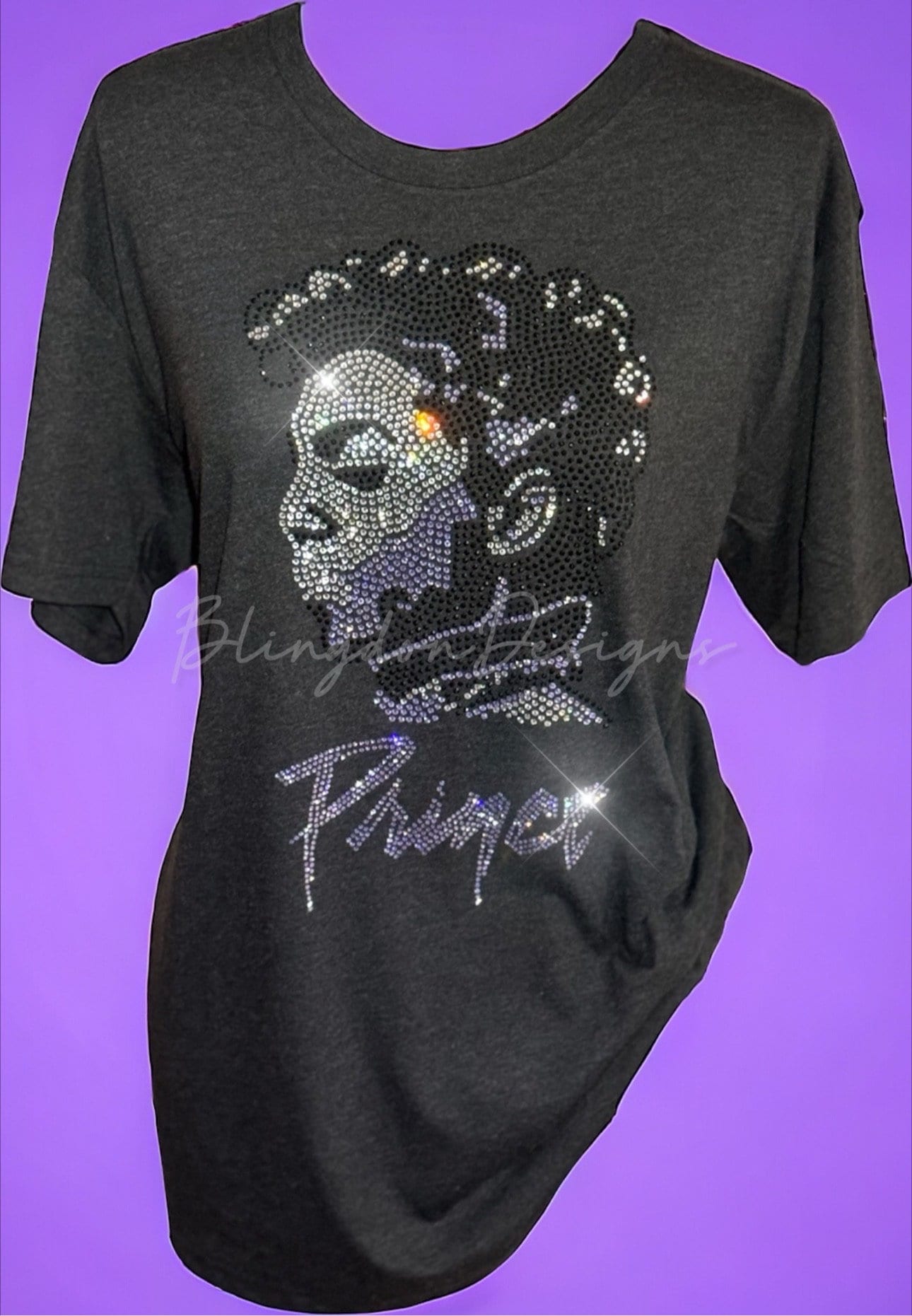 Prince Rhinestone Portrait Inspired Bling Luxe Shirt Crystallized 