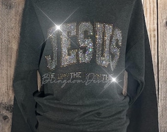 Scripture John 14:6 Bling Bedazzled Shirt Varsity Tee,Tshirt Sweatshirt Rhinestone Custom Made, Jesus  Crystallized Religious Gift Way Truth