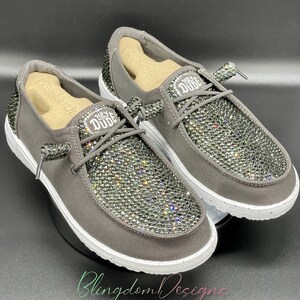 Bedazzled Dark Grey Hey Dude Shoes Black Diamond Original Design Dudes ...