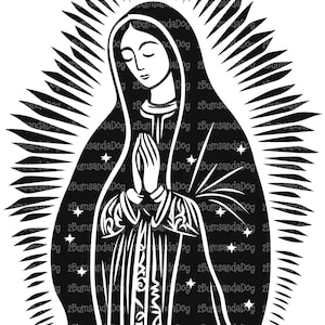 SVG Vector XCS PNG de una representación de Nuestra Señora de Guadalupe para láser Lea la descripción