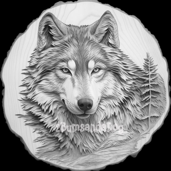 3d illusion Wolf on wood Please Read Description laser ready