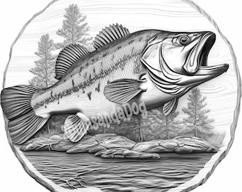 3d Illusion Largemouth Bass on Wood for Laser Please Read Description laser ready