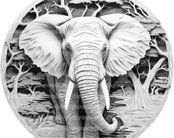 Ilusión 3D Elefante para láser Lea la descripción Preparado para láser