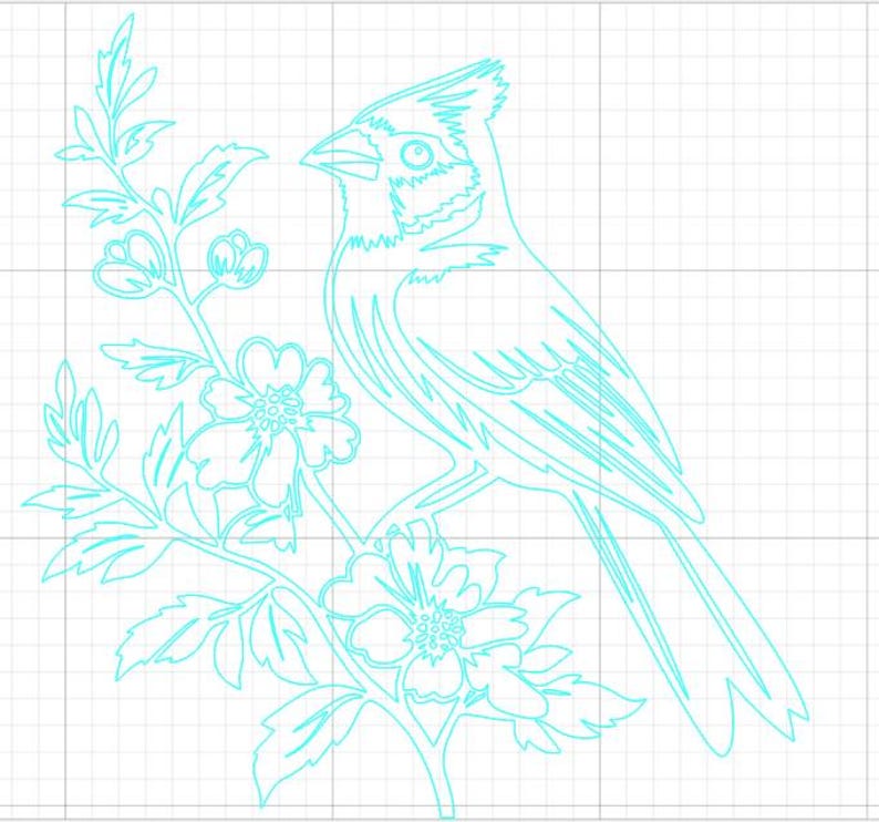 Grid Pattern Cardinal SVG Vector XCS PNG of a Cardinal on a Branch With Flowers Please Read ...