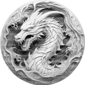 Dragon illusion 3D en forme de pièce de monnaie pour laser Veuillez lire la description prêt pour le laser