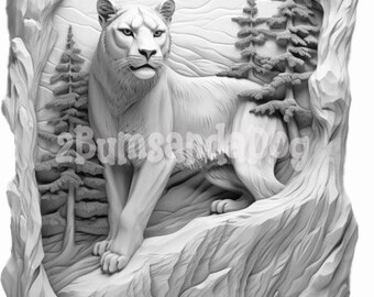 3d Illusion Mountain Lion for Laser Please Read Description laser ready