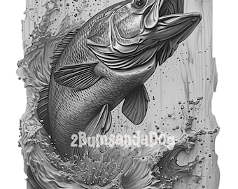 3d Illusion Bass Jumping from the water for Laser Please Read Description laser ready 4 ZIP Files