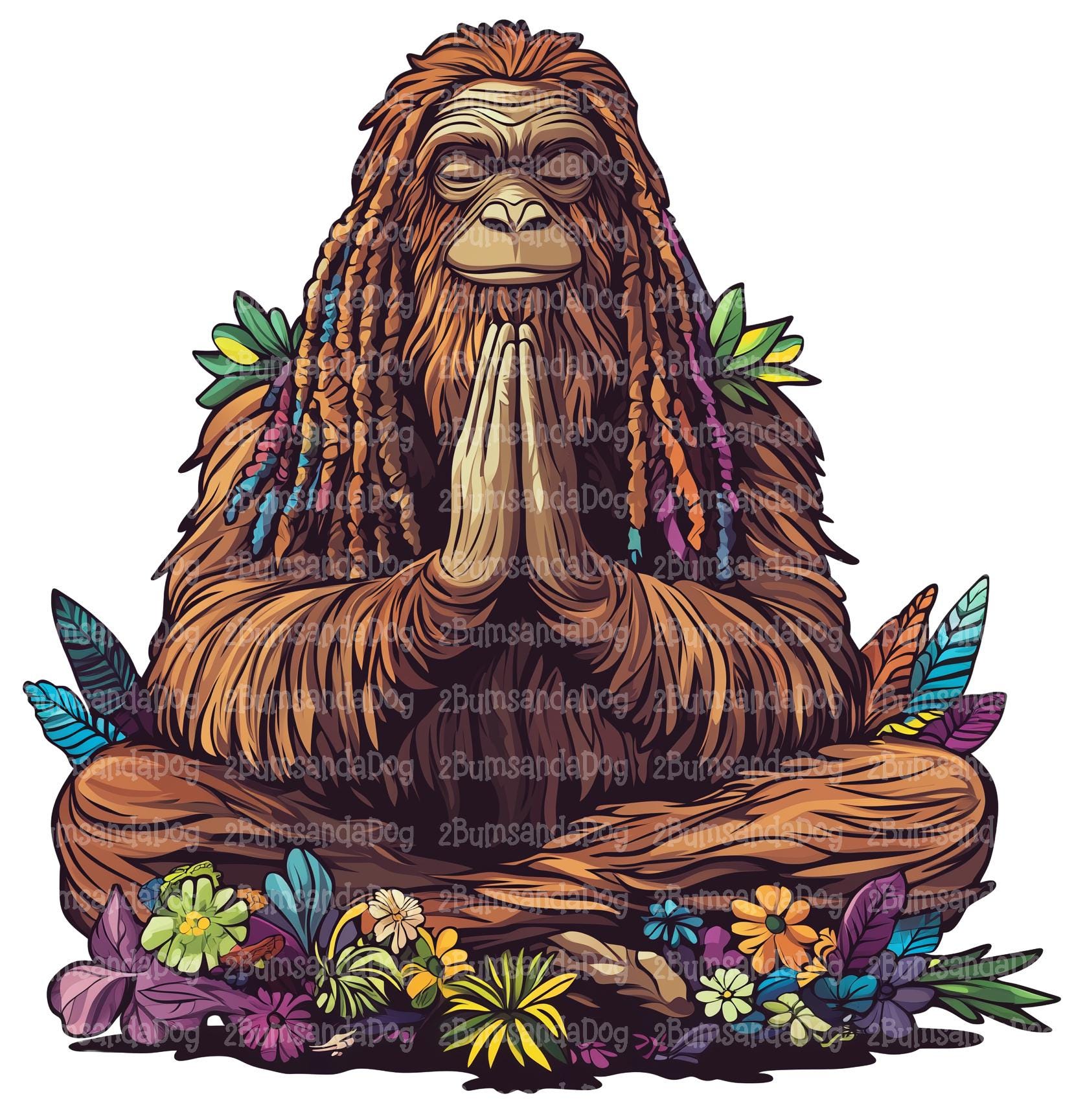 Read Description Digital Image of Bigfoot Sasquatch in Prayer Yoga