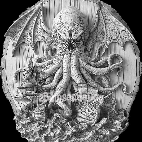 3d Illusion Cthulhu  for Laser Please Read Description laser ready 4 ZIP Files