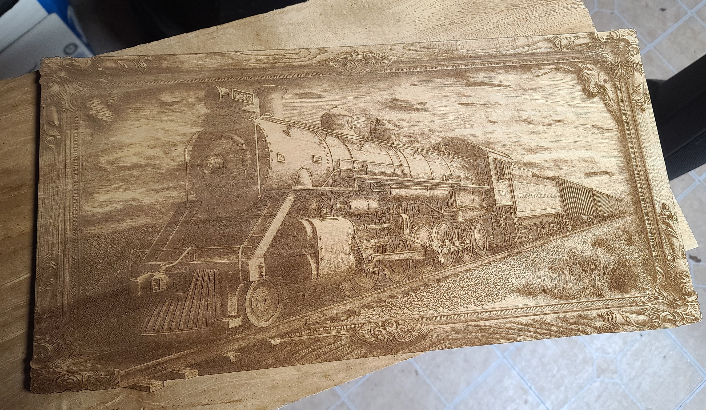3d Illusion Steam Train in a Frame for Laser Please Read Description ...