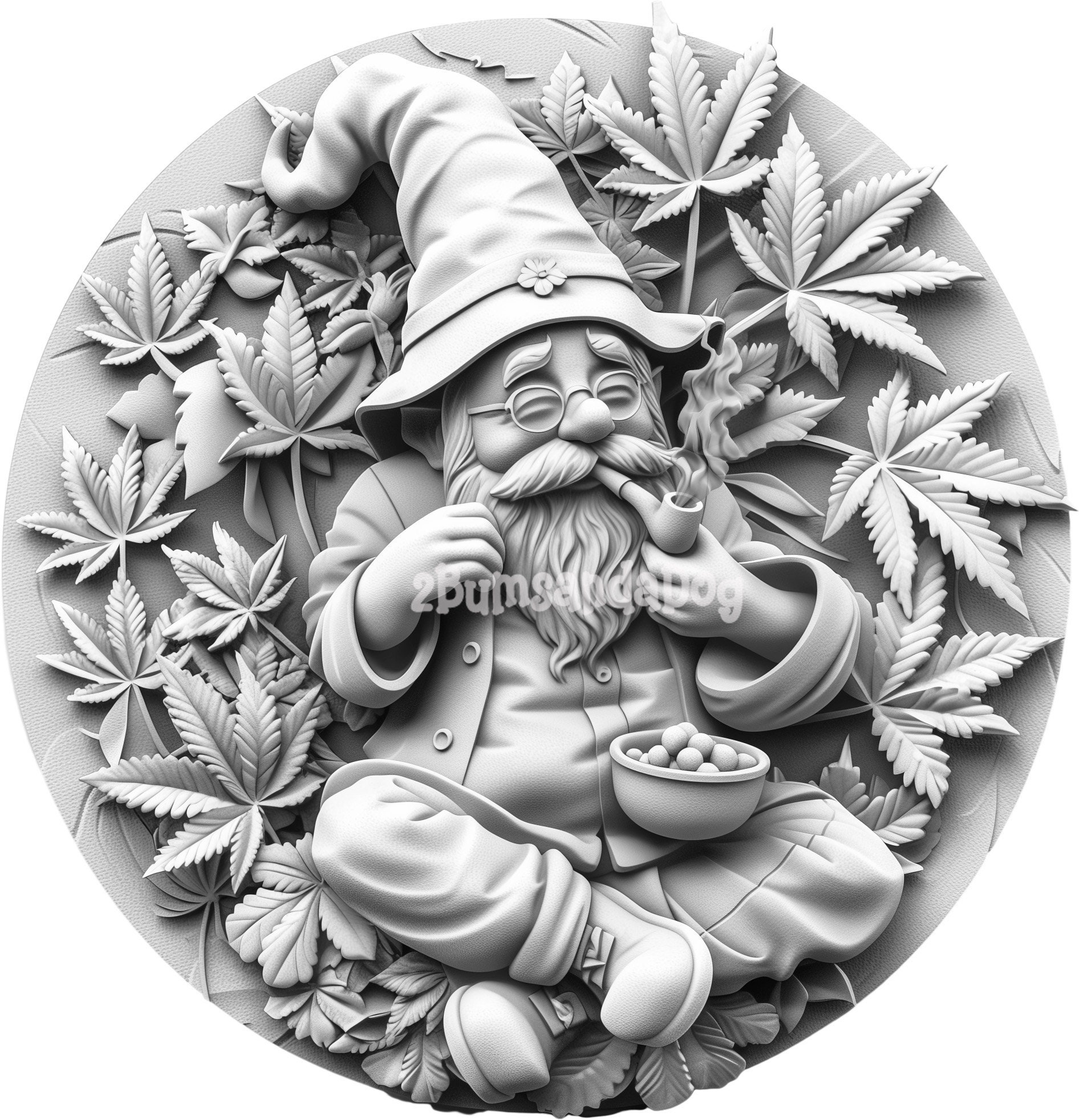 3d illusion a Gnome smoking a pipe 420 Pot Marijuana for Laser Please Read Description laser ready 4 ZIP Files