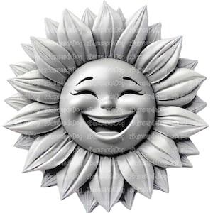 3D-Illusion einer glücklich lächelnden Sonnenblume für das Lasern Bitte lesen Sie die Beschreibung