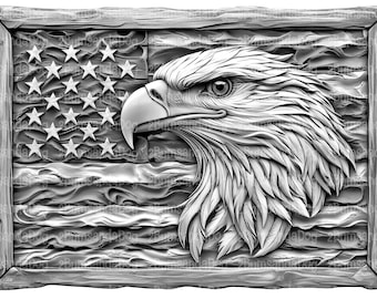 3d illusion of a patriotic Eagle with American flag in the background Frame for Laser Please Read Description laser ready 5 ZIP Files