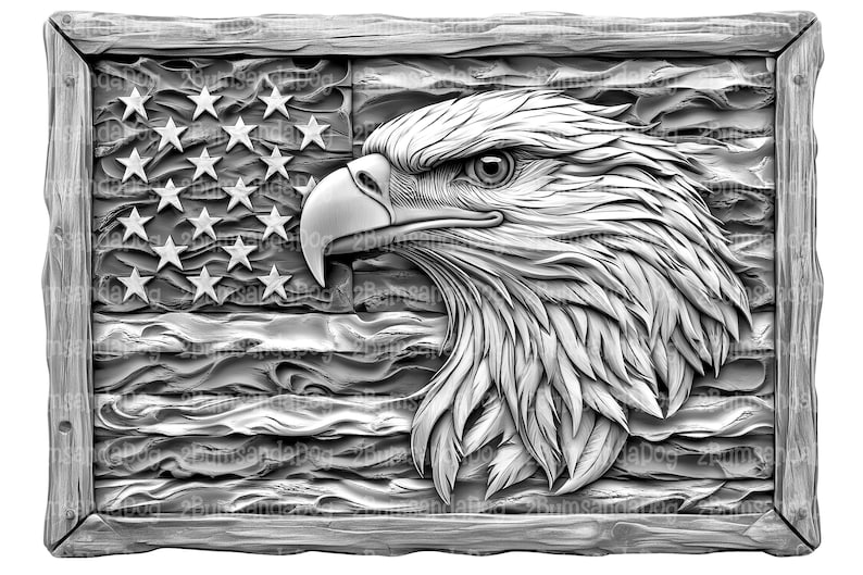 3d Illusion of a Patriotic Eagle With American Flag in the Background ...