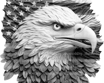 3d Illusion Eagle head American Flag in Background for Laser Please Read Description laser ready