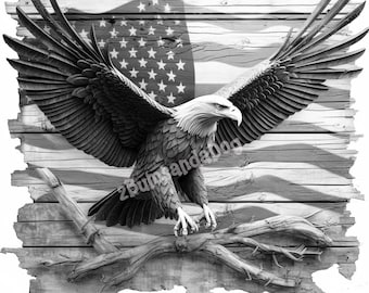 3d Illusion Eagle with Wings out American Flag in Background for Laser Please Read Description laser ready
