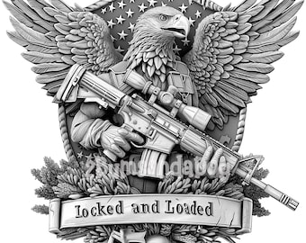 3d illusion of Eagle with Firearm Locked and Loaded Patriotic for Laser Please Read Description laser ready 4 ZIP Files