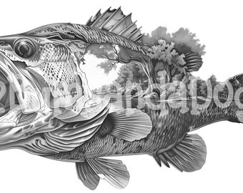 3d illusion A Largemouth Bass with an Open Nature Scene for Laser Please Read Description laser ready 4 ZIP Files