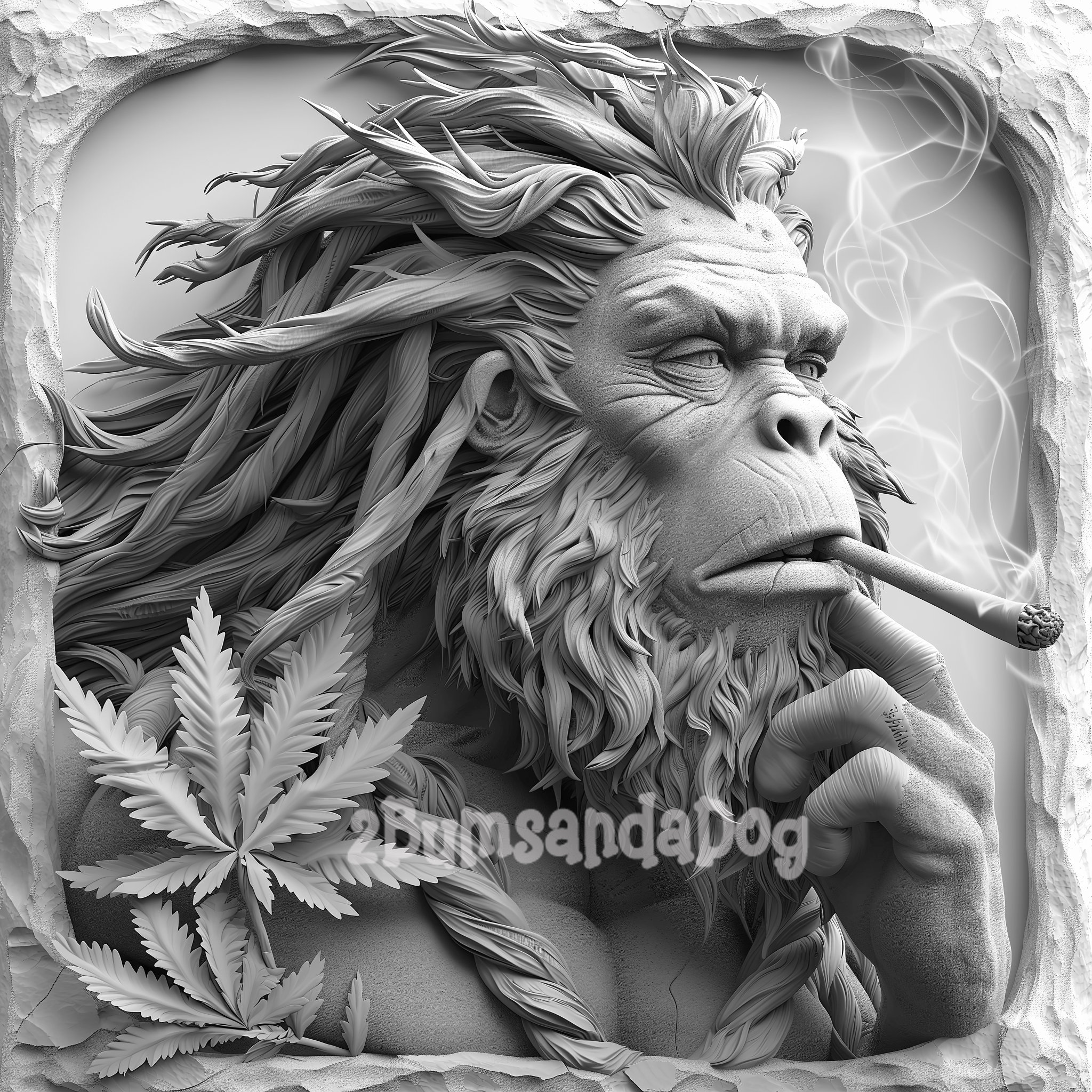 3d Illusion Bigfoot Smoking a Joint 420 for Laser Please Read Description  Laser Ready 3 ZIP Files