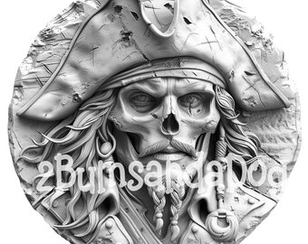 3d illusion of A Pirate Skull in a coin shape for Laser Please Read Description laser ready 4 ZIP Files