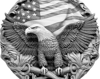 3d Illusion Eagle with wings out and American flag in background in Background for Laser Please Read Description laser ready