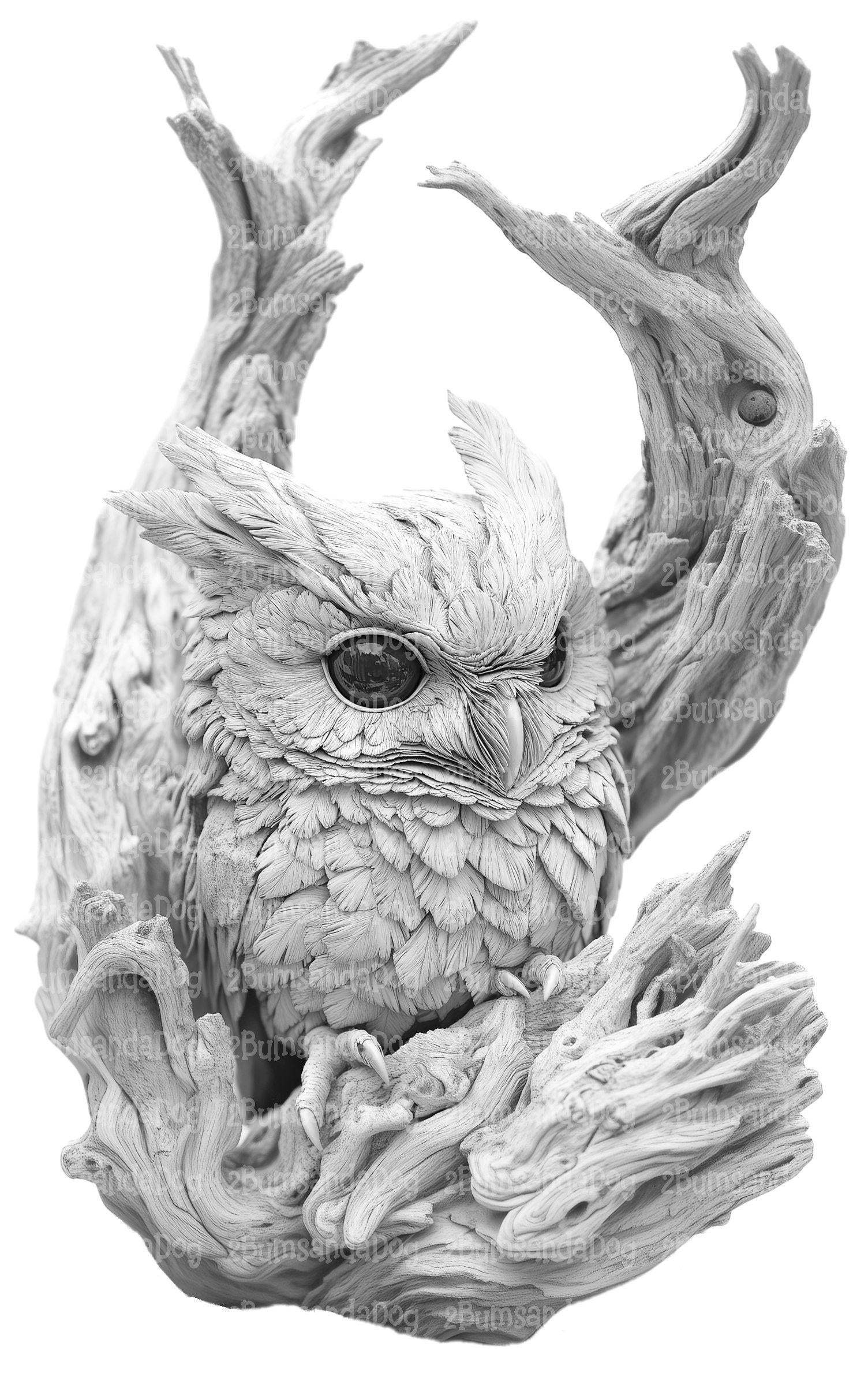 3d illusion of a Cute Owl in a Branch for Laser Please Read Description laser ready 4 ZIP Files