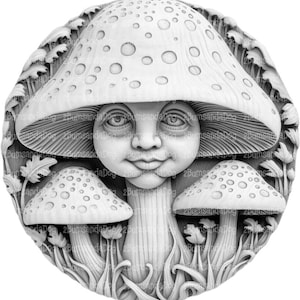 3d Illusion Mushroom with face round for Laser Please Read Description laser ready