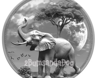 Ilusión 3D de un elefante con luna llena para láser Lea la descripción láser listo 4 archivos ZIP