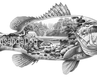 3d illusion A Bass with an Open Nature Scene for Laser Please Read Description laser ready 4 ZIP Files