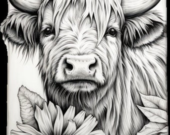 3d Illusion Highland Cow with Sunflowers for Laser Please Read Description laser ready