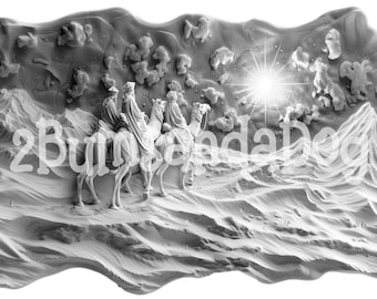 3d illusion of Three Wise Men Magi Kings following the Star for Laser Please Read Description laser ready 4 ZIP Files