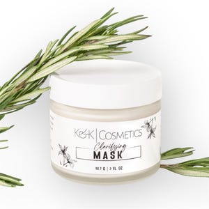 Clarifying Clay Face Mask for Acne & Oily Skin – Purifying Creamy | Kaolin Prebiotics Vitamin B3 Kaolin Zinc Sage Rosemary | Deep Cleansing