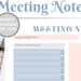Editable Meeting Notes, Meeting Notes Printable, Digital Download ...