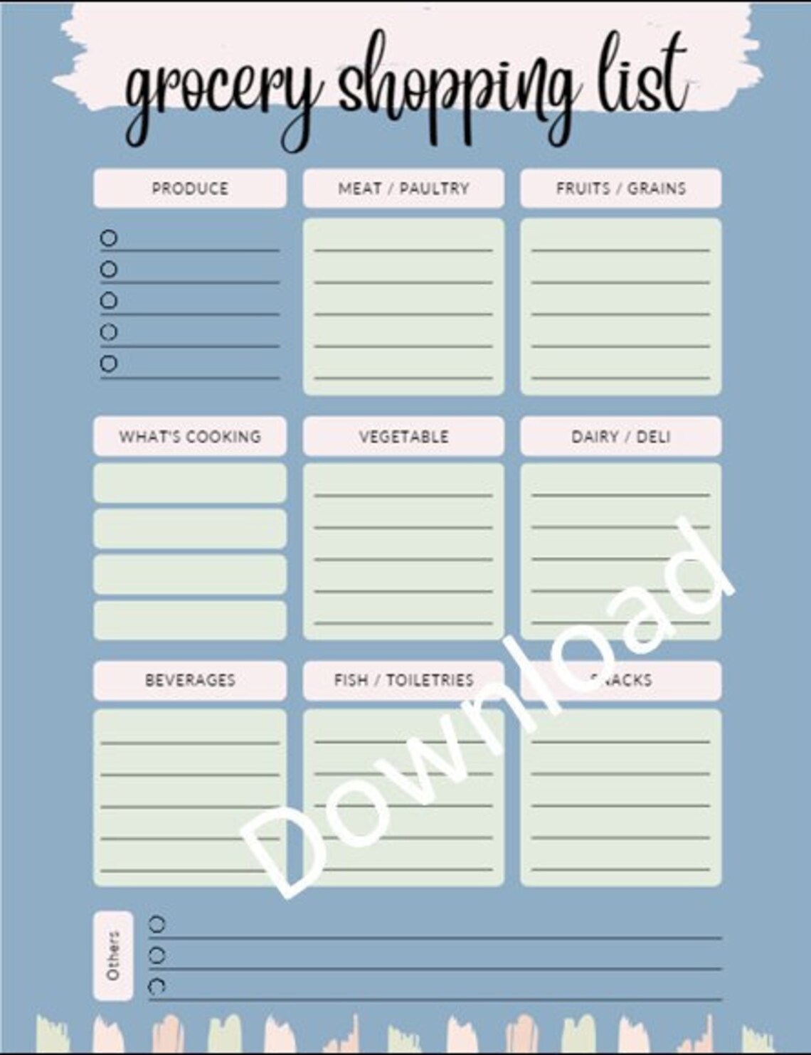 Grocery List Grocery List Organization Food List | Etsy