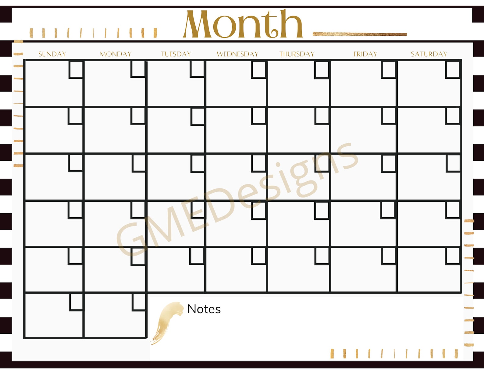 Monthly Calendar Editable Template, Printable Calendar, Digital Calendar, PDF, SVG Download ...