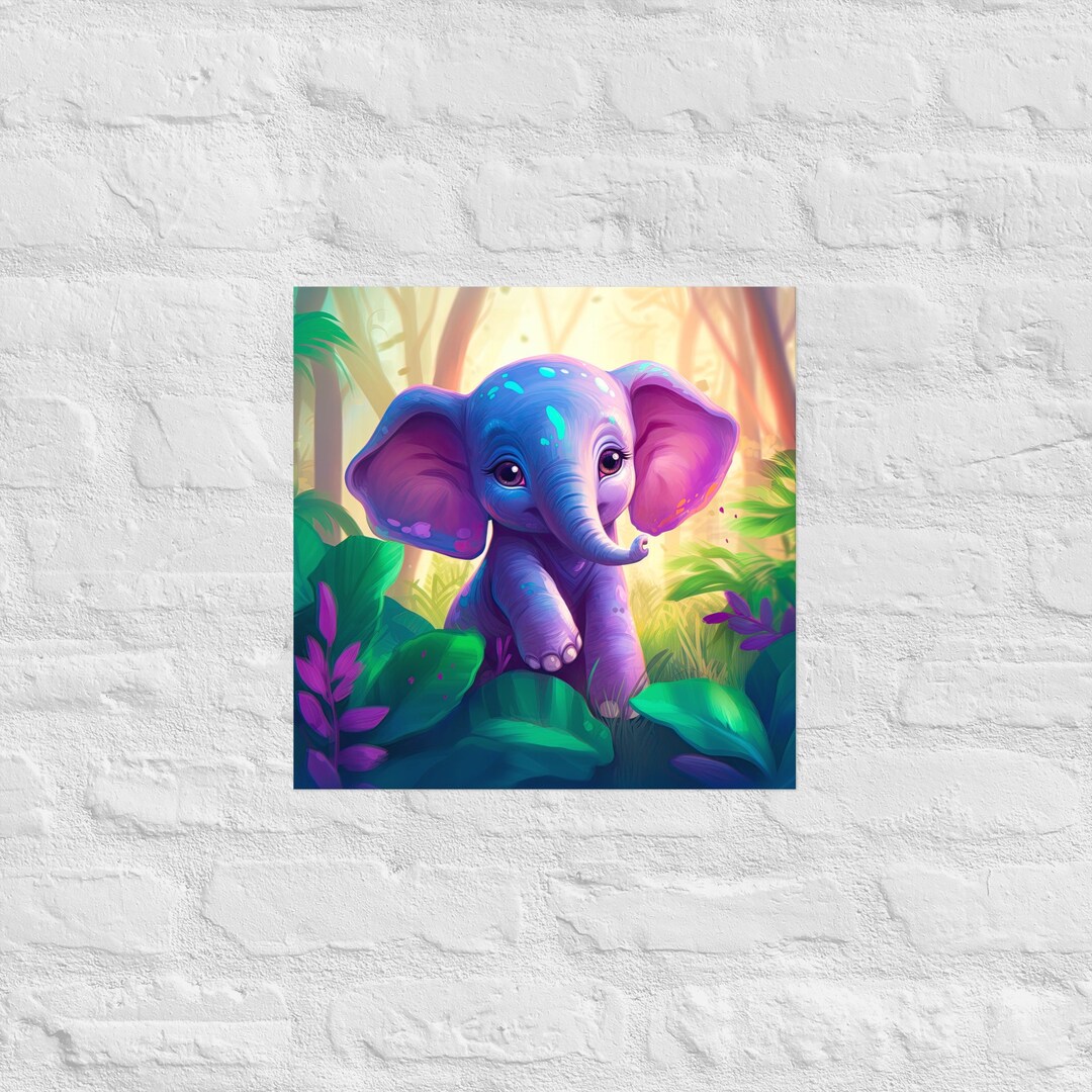 Elephant Nursery Art Baby Elephant Decor Cute Gift for Etsy