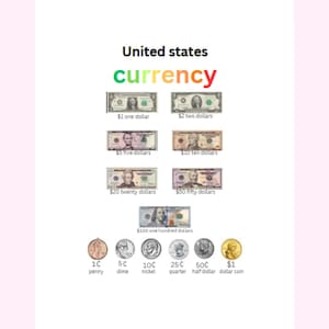 US currency counting money printable