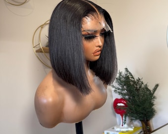 Bob Roh Echthaar Perücke 10 Zoll 5x5 HD Lace Closure