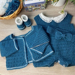 CONJUNTO TEJIDO EN HILO PARA BEBE NIÑA 0-3 MESES – Moda Bebé