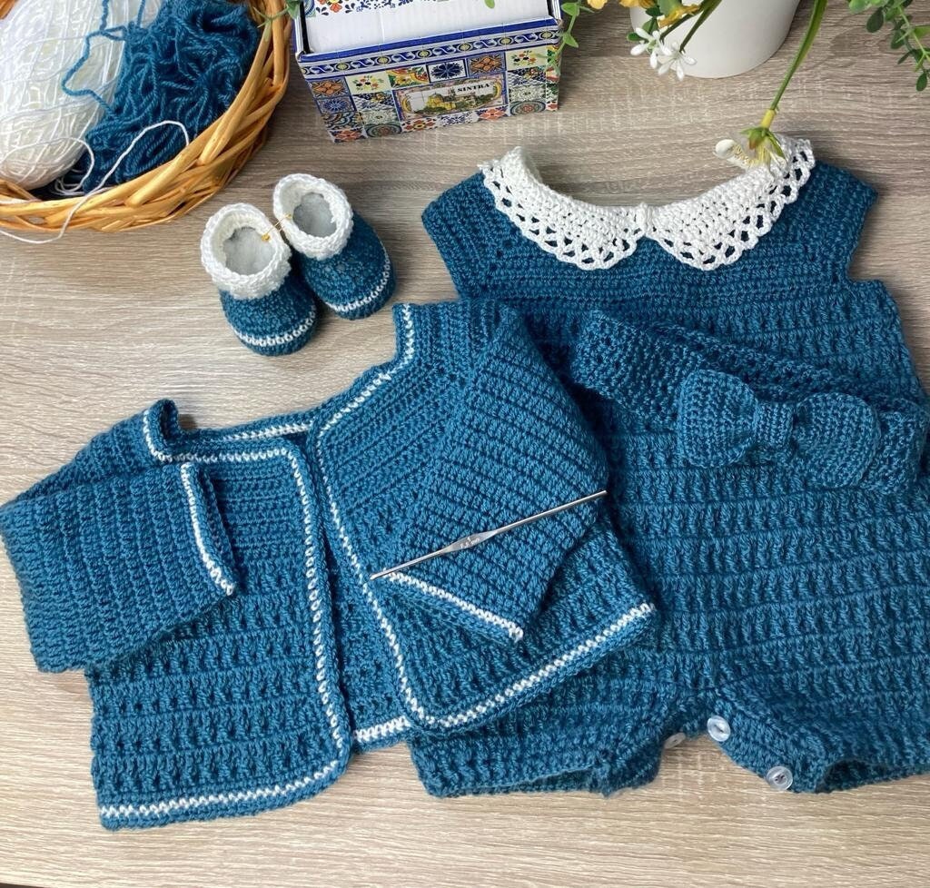 a crochet conjunto para bebés ropa tejida - Etsy